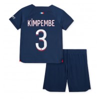 Billiga Paris Saint-Germain Presnel Kimpembe #3 Barnkläder Hemma fotbollskläder till baby 2023-24 Kortärmad (+ Korta byxor)